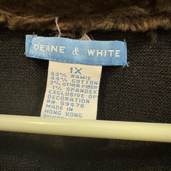 Vintage Deane & White Cardigan Sweater with Faux Fur Trim – Size 1X - Picture 6 of 7